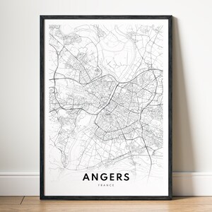 Angers Karte Druck Angers Frankreich Karte Poster Download Angers Druckbare Karte Digitale schwarz weiß Angers Karte Kunst Gliederung Angers Skizze Print