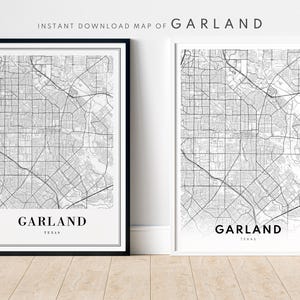 Garland TX Map Print Garland Texas Map Poster Digital Download Garland Printable CityBlack And White Map Wall Art Garland Aesthetic Poster