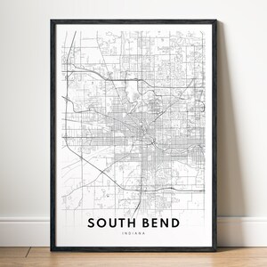 South Bend Karte South Bend Indiana Karte Poster Download South Bend Karte Digitale Karte South Bend Schwarzweiß Karte South Bend