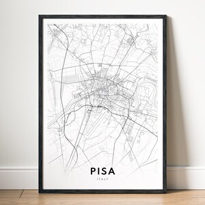 Pisa Karte Drucken Pisa Italien Karte Poster Download Pisa Druckbare Karte Digitale Pisa Schwarzweiß-Karte Wandkunst Pisa Skizze Poster