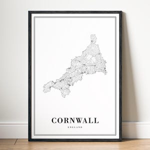 Cornwall England Map Print Cornwall County Map Poster Download Download Karte Cornwall Printable Map Digitale Karte Cornwall Schwarzweiß Karte