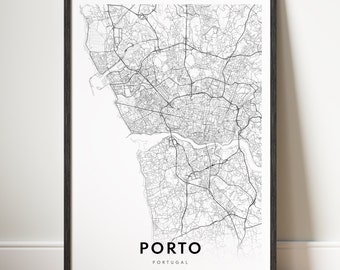 Porto Map Print, Porto Map Poster, Download Printable Porto Map, Digital Print Porto, Black And White Map Porto, Instant Download Porto Map