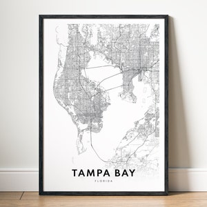 Tampa Bay Karte Druck, Tampa Karte Poster, Sofort Download Tampa Bay Karte, Minimale Karte von Tampa Bay, Schwarzweiß Karte, Maparts