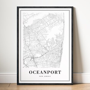 Oceanport NJ Karte Drucken Oceanport New Jersey Karte Poster Download Oceanport druckbare Karte Digitale Oceanport Schwarzweiß-Karte Kunst Oceanport