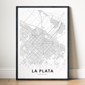 La Plata Karte Poster La Plata Argentinien Karte Poster Download La Plata Druckbare Karte Digitale La Plata Schwarzweiß-Karte Kunst La Plata Sketch
