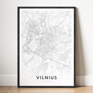 Vilnius Karte Drucken sofortiger Download Vilnius Litauen Poster Digitale Karte Vilnius Druckbare schwarz und weiß Karte Wand Kunst Vilnius Skizze Dekor