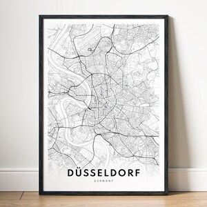 Düsseldorf Karte Sofortiger Download Düsseldorf Deutschland Poster Digitale Karte Düsseldorf druckbare schwarz und weiß Karte Wandkunst Düsseldorf