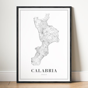 Calabre Italie carte impression Calabre Italie carte affiche Télécharger imprimable Calabre carte Wall Art Calabre carte décor Téléchargement instantané carte numérique