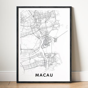 Macau Karte Druck Macau Karte Poster Sofort Download Macau Druckbare Karte Digitale Macau Schwarzweiß MapArt Macau Skizze Poster Macau Umriss