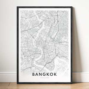 Bangkok Map Print Bangkok Thailand Karte Poster Download Bangkok Printable Map Digitales Bangkok Schwarzweiß-Poster Bangkok Karte Kunst Skizze