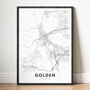 Golden Colorado Map Print Digital Download, Black and White City Map Poster, Printable City Map Wall Art