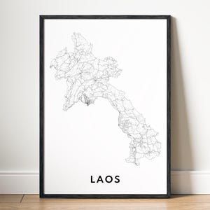 Laos Map Poster Digital Download Laos map Printable Laos Aesthetic Map Black And White Laos Minimalistic Map Print Laos Country Map Wall Art