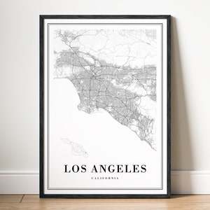 Sofortiger Download Los Angeles Karte Druck Los Angeles CA Poster Digitale Karte Los Angeles druckbare schwarz-weiß-Karte Kunst Los Angeles Sketch