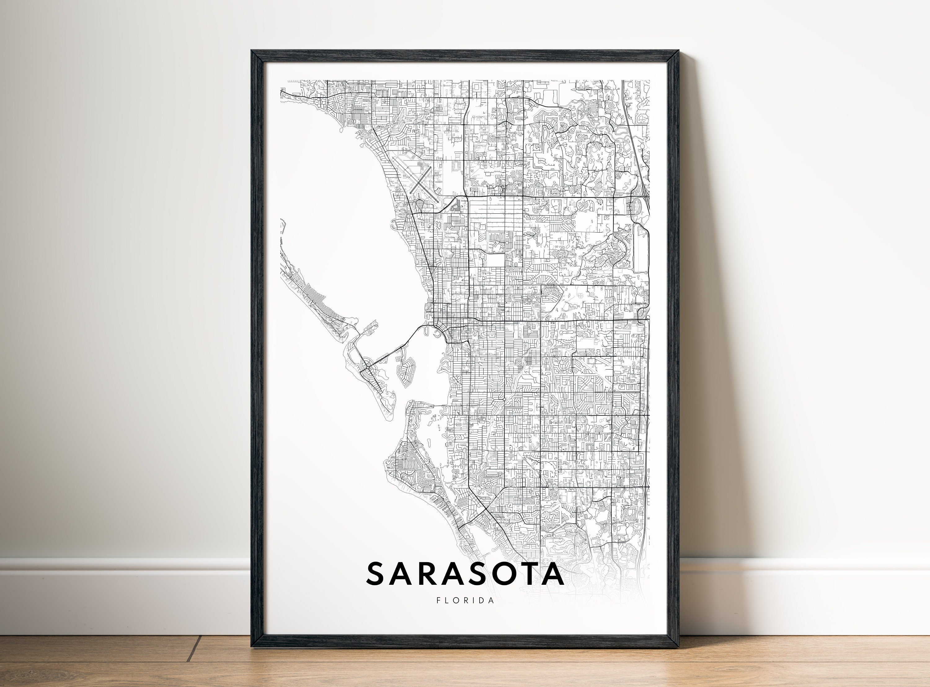 Sarasota Map Print Sarasota Florida Map Poster Download Sarasota Printable Map Digital Sarasota Black And White Print Sarasota MapArt Sketch