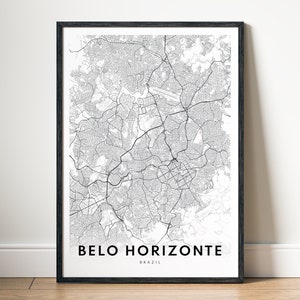 Belo Horizonte Karte Poster Download Belo Horizonte Brasilien Karte Poster Digitale Karte Belo Horizonte Druckbare Schwarzweiß-Karte Belo Horizonte
