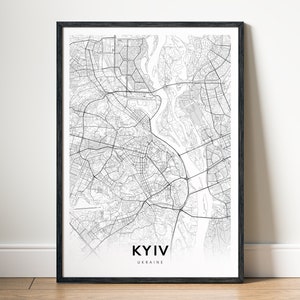Kyiv Ukraine Map Print Download Kyiv Poster Map Digitale Landkarte Kyiv Ukraine Druckbare Schwarzweiß-Karte Wandkunst Kyiv Skizze Print Map Road Kyiv