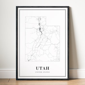 Utah State Map Druck Download Karte Utah Map Poster Utah Druckbare Karte Digitale Karte Utah Schwarzweiß Poster Utah Map Home Print Utah Map Sketch Art