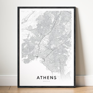 Athens-Greece Map Print Digital Download Athens Map Poster Athens Printable Athens Map Black And White Map Athens Instant Download Αθήνα