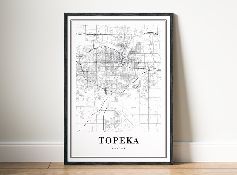 Topke Map Topeka Map Print Digital Download Topeka Kansas Map Poster Topeka ...