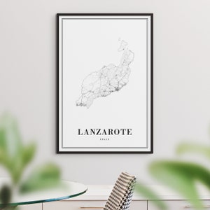 Descarga instantánea Lanzarote Mapa Imprimir Lanzarote España Mapa Cartel Mapa Digital Lanzarote Imprimible Mapa Blanco y Negro Lanzarote Islas Canarias imagen 5