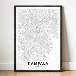 Kampala Map Print Download Kampala Uganda Map Poster Digital Map Kampala Printable Black And White Map Kampala Sketch Map Wall Art Print