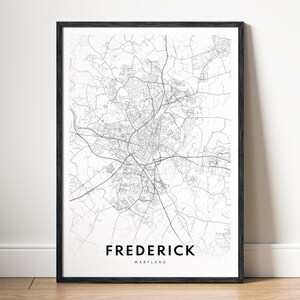 Friedrich MD Karte Druck Friedrich Maryland Karte Poster Download Friedrich Druckbare Karte Digitale Friedrich Schwarzweißkarte Kunst Friedrich