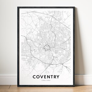 Printable Map Coventry, Coventry England Map Poster, Digital Download Coventry Black And White Map, Coventry Sketch Map, Coventry City Print