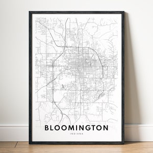 Sofortiger Download Bloomington Indiana Karte Druck Bloomington Poster Digitale Karte Bloomington schwarz und weiß Wandkunst Skizze Print