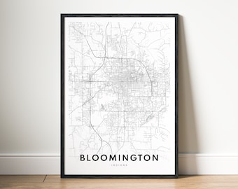 Instant Download Bloomington Indiana Map Print Bloomington Poster Digital Map Bloomington Printable Black And White Map Wallart Sketch Print