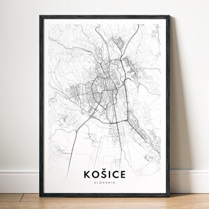 Košice Karte Druck Košice Slowakei Karte Poster Download Košice Druckbare Karte Digitale Košice Schwarzweiß-Karte Wandkunst Košice Skizze Druck