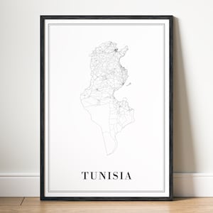 Tunesien Karte Druck Tunesien Karte Poster Download Tunesien Druckbare Karte Digitale Karte Tunesien Schwarzweiß Karte Tunesien Skizzenkarte Druck