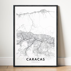 Caracas Map Print Caracas Venezuela Karte Poster Download Caracas Druckbare Karte Digitaler Caracas schwarzweiß Druck Caracas Karte Kunst Skizze