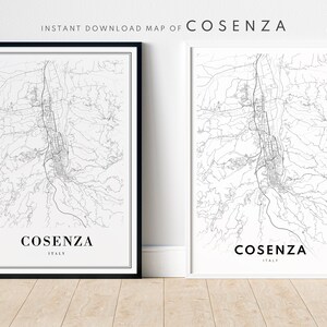 Cosenza Map Print Cosenza Italien Karte Poster Download Cosenza Druckbare Karte Digitale Cosenza Schwarzweiß-Karte Wandkunst Cosenza Skizze Print