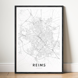 Reims Karte Druck Reims Frankreich Karte Poster Download Reims Druckbare Karte Digitale Reims Schwarzweiß-Karte WallArt Reims Skizzenkarte Poster Druck