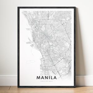 Sofortiger Download Manila Karte Poster Digitale Karte Durban Printable schwarz weiß Home Print Landkarte Manila Philippinen Skizze