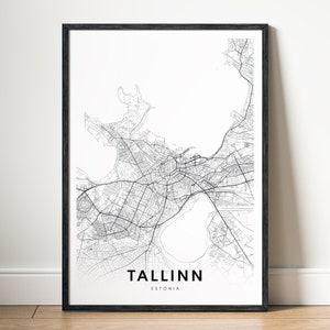 Tallinn Karte Druck Tallinn Estnistan Karte Poster Download Tallinn Druckbare Karte Digitale Tallinn Schwarzweiß-Karte Wandkunst Tallinn Landkarte