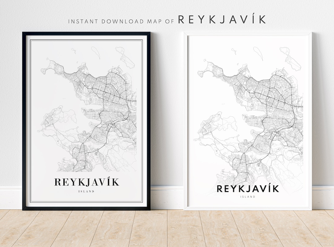 Reykjavík Iceland Print Reykjavik Map Poster Reykjavik Download ...