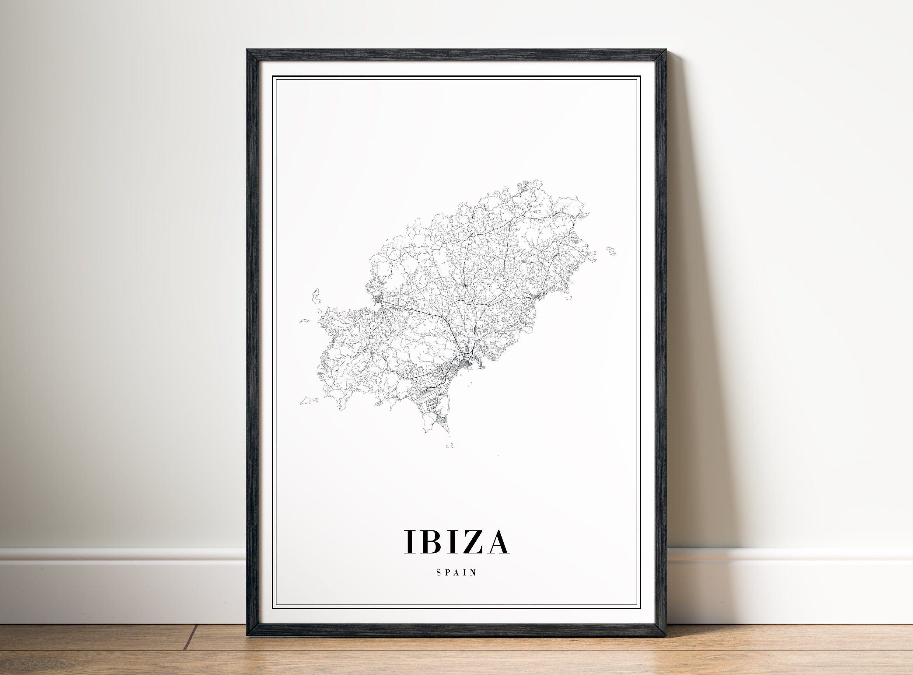 Instant Download Ibiza Spain Map Print Ibiza Map Poster Ibiza Printable Map Digital Ibiza Black And White Map Art Print Ibiza Map Wall Art