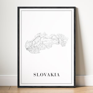 Slowakei Karte Druck Download Slowakei Poster Digitale Landkarte Slowakei Druckbare schwarzweiße Karte Wandkunst Slowakei Print Zuhause Karte Slowakei