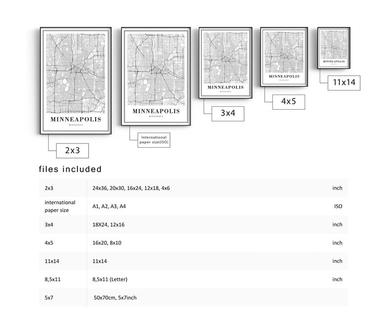 Minneapolis Map Print Minneapolis-Minnesota Poster Download Minneapolis Printable Map Digital Black And White Minneapolis Map Home Print image 10