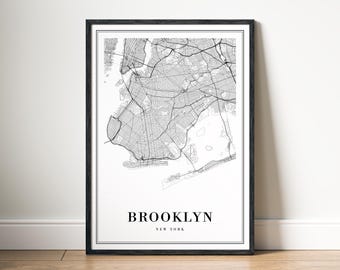 Brooklyn NY City Map Poster Digital Download Brooklyn New York map Printable Brooklyn Aesthetic Map Black And White Brooklyn Minimalis Map
