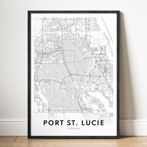 Impression de Port St Lucie en Floride Carte de Port St Lucie en Floride Poster à télécharger Port St. Lucie carte imprimable numérique Port St. Lucie noir et blanc MapArt