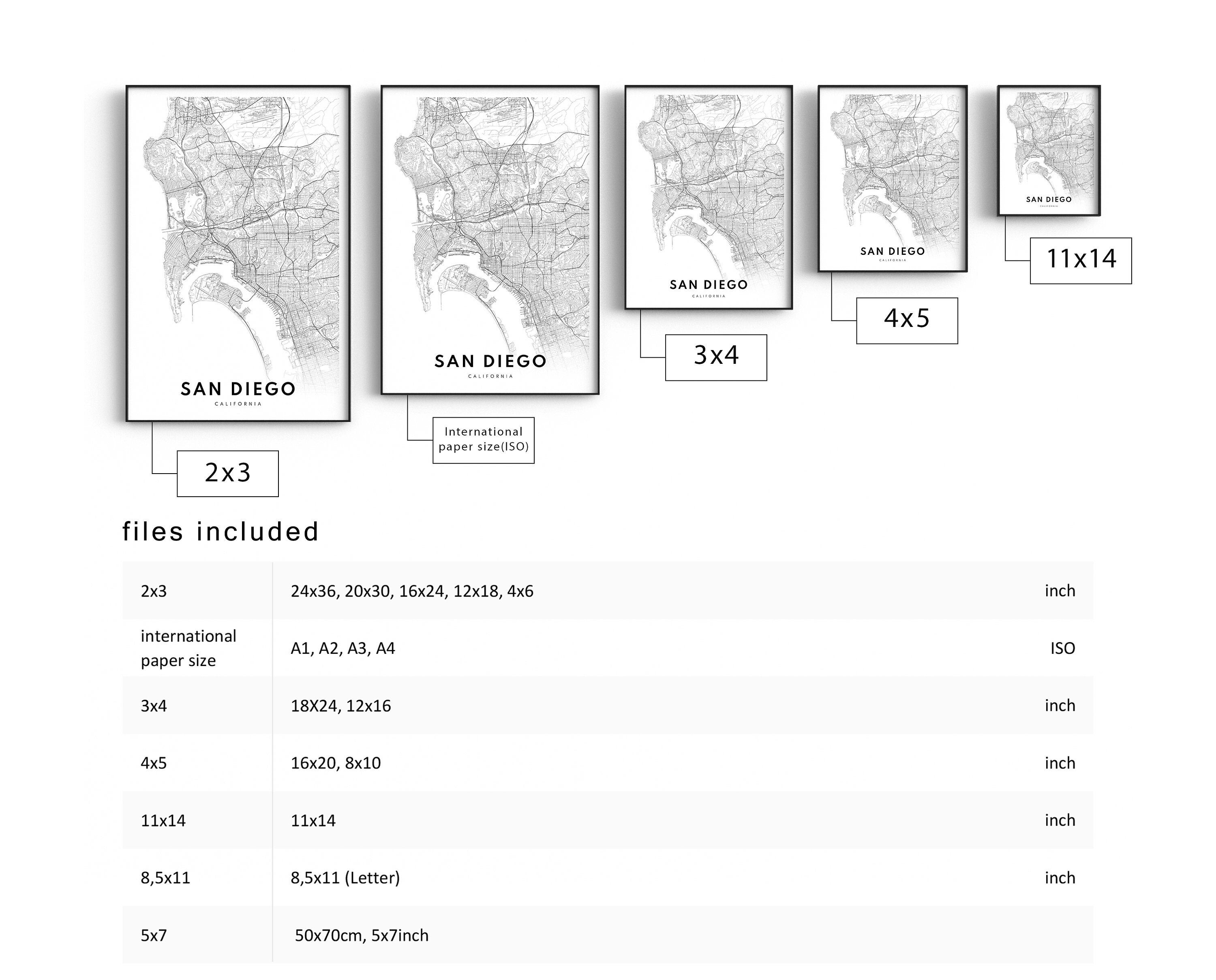 San Diego California Print San Diego Map Poster San Diego Download Printable San Diego Modern