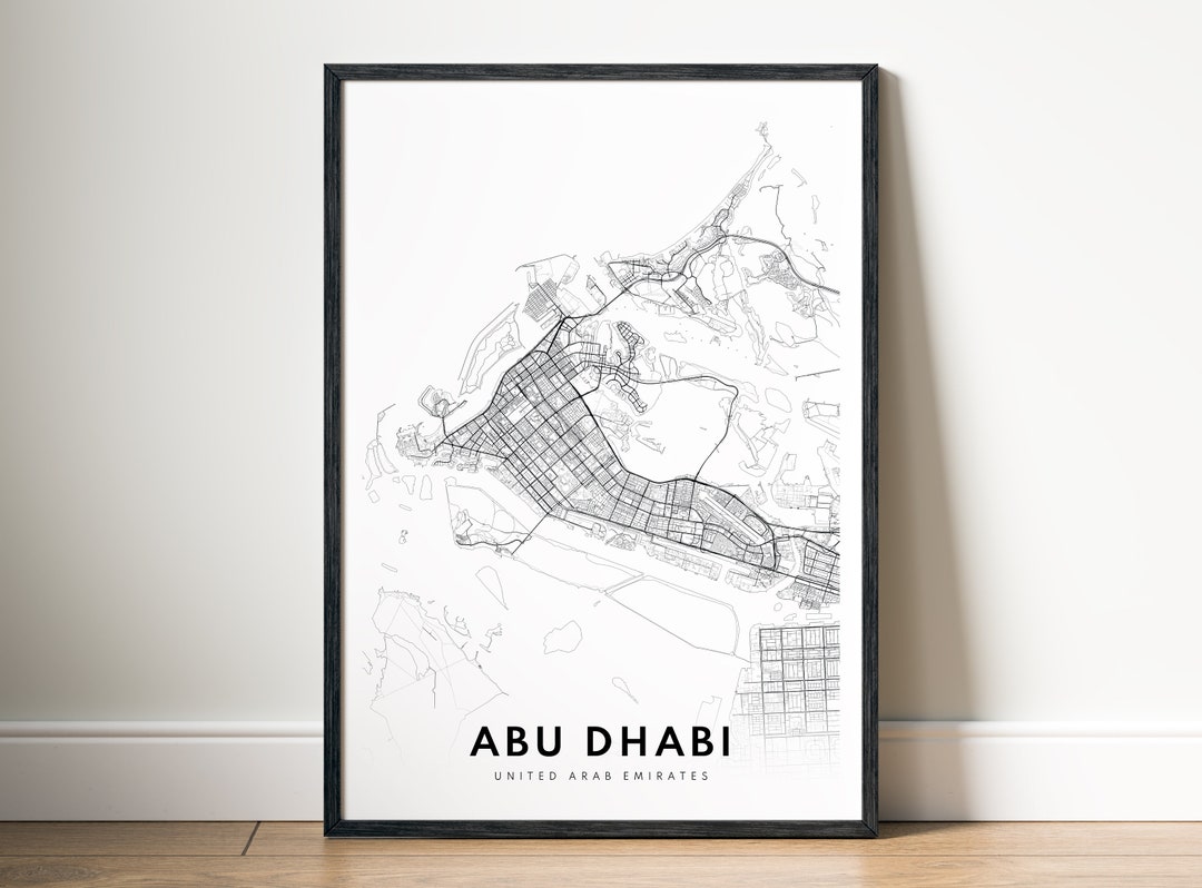 Abu Dhabi Map Print Digital Download Abu Dhabi UAE Poster Abu Dhabi ...
