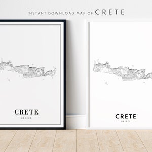 Crete-Greece Map Print Crete Map Poster Download Crete Printable Map Digital Crete Black And White Map Art Crete Island Download Home Print