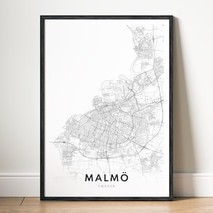Sofortiger Download Malmö Schweden Karte Druck Malmö Poster Digitale Karte Malmö druckbare schwarz und weiß Wand Kunst Skizze Print zu Hause