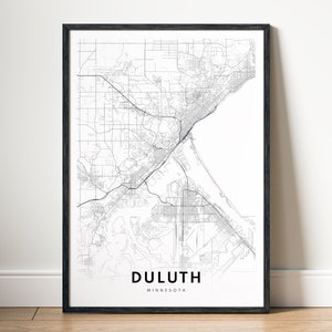 Duluth Map Print Duluth Minnesota Karte Poster Download Duluth Druckbare Karte Digitale Duluth Schwarzweiß-Karte Wandkunst Duluth Skizze Poster