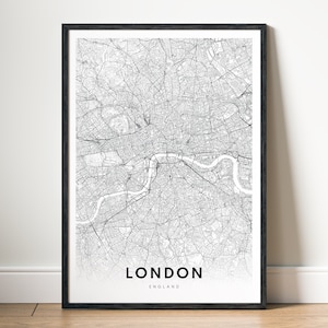 London Map Print, London Map Poster, Download Printable London Map, Digital City Map, Black And White Map, Instant Download London Map