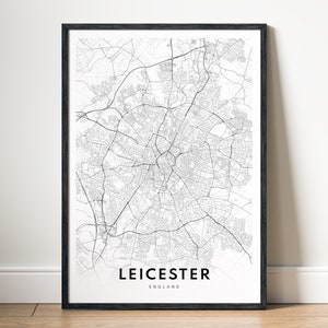Leicester Karte Drucken Leicester England Karte Poster Download Leicester Druckbare Karte Digitale schwarz und weiß Karte Wand Kunst Leicester Skizzenkarte