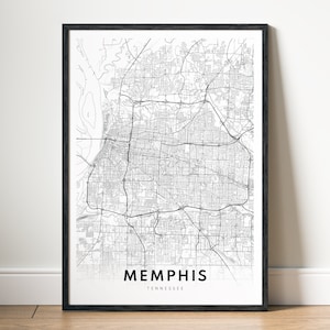 Memphis Karte Print-Download Memphis Tennessee Map Poster Digitale Karte Memphis Druckbare schwarz weiß-Karte Memphis Skizze Wand Kunstdruck